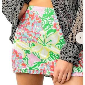 Lilly Pulitzer Mariposa Callie Floral Mini Skirt Pink Butterflies Size 0